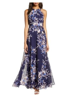 eliza j floral print halter dress navy Maxi for Sale up to 90% Off: Poshmark Swatch_B1E9B0